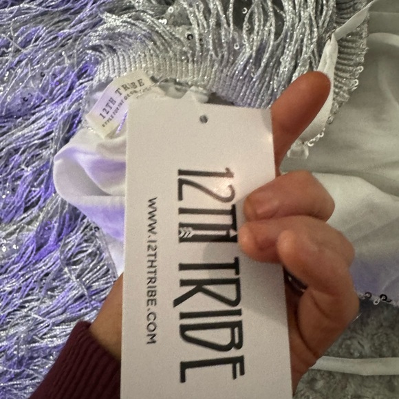 NWT- 12th TRIBE Disco Fever Silver Fringe Mini Dress - Picture 13 of 15